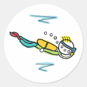 Sticker Rond Plongeon Stickman