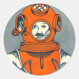 Sticker Rond Plongeur en mer profonde 2