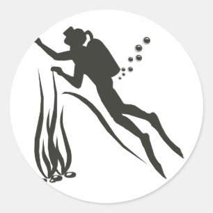 Sticker Rond Plongeur SCUBA très drôle