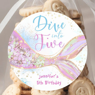 Sticker Rond Plongez dans cinq sirènes 5e anniversaire Plongez