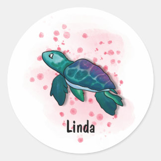 Sticker Rond Plongez dans la magie de l'océan avec des tortues 