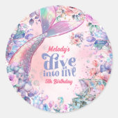 Sticker Rond Plongez dans la queue de sirène pailletée Five Flo (Devant)