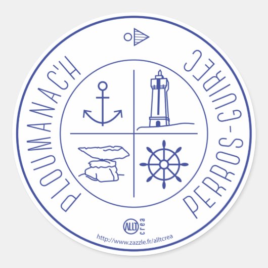 Sticker Rond Ploumanach  Perros-Guirec (Devant)