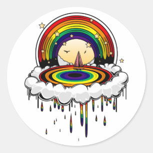 Sticker Rond Pluie arc-en-ciel