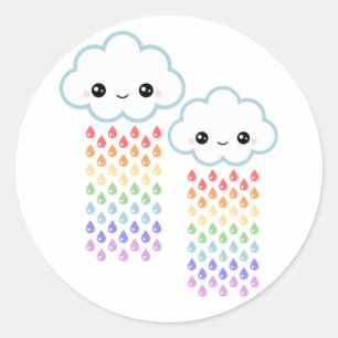 Sticker Rond Pluie arc-en-ciel de Kawaii