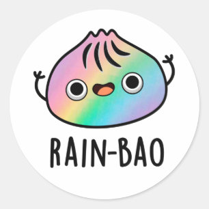 Sticker Rond Pluie-bao Funny Arc-en-ciel Dimsum Bao Pun