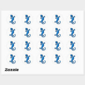 Sticker Rond Pluie Bleue Gecko Lizard (Feuille)