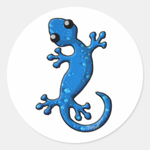 Sticker Rond Pluie Bleue Gecko Lizard