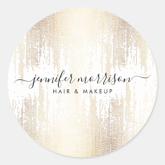 Sticker Rond Pluie de Confetti Gold Script Glam (Devant)