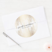 Sticker Rond Pluie de Confetti Gold Script Glam (Enveloppe)