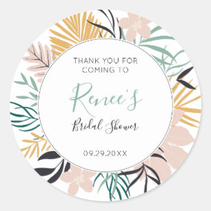 Sticker Rond Pluie de Fleurs et Feuilles Tropicales pour la Mar