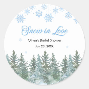Sticker Rond Pluie de flocons de neige en amour douche de marié