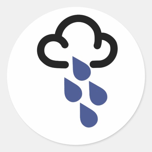Sticker Rond Pluie lourde : symbole de prévision météo rétro (Devant)