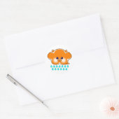 Sticker Rond Pluie Orange Tabby Cat Cloud - (Enveloppe)