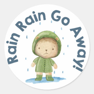 Sticker Rond Pluie : s'éteindre - Ours mou par jour de pluie