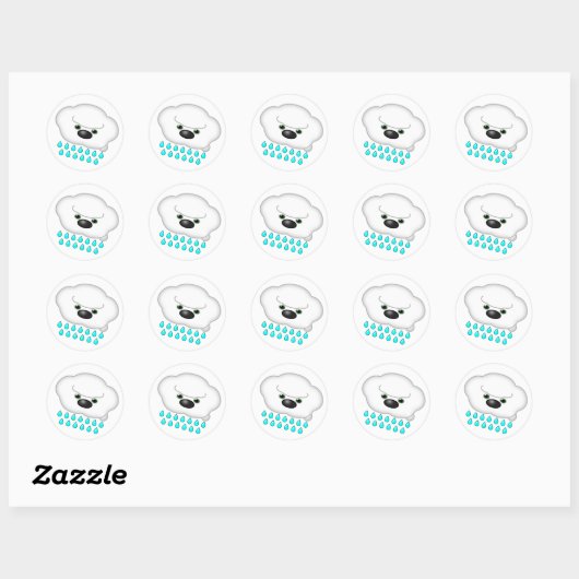Sticker Rond Pluie Sheep Chien Nuage - (Feuille)