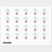 Sticker Rond Pluies sur Cupcake (Feuille)