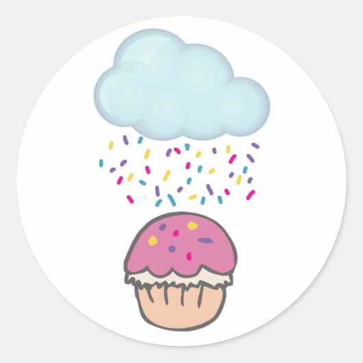 Sticker Rond Pluies sur Cupcake (Devant)