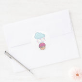 Sticker Rond Pluies sur Cupcake (Enveloppe)