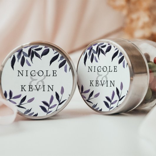 Sticker Rond Plum de récolte | Mariage de feuillage aquarelle