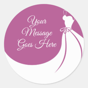 Sticker Rond Plum et blanc Elegant Gown Fête des mariées