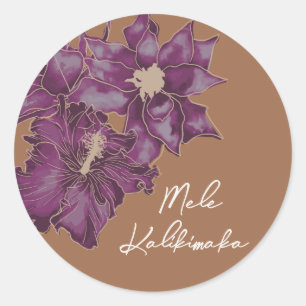 Sticker Rond Plum Hibiscus de vacances, Plum de sucre