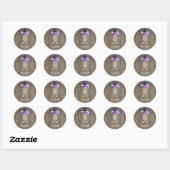 Sticker Rond Plum Lilac Fleurs Mason Jar Mariage rustique (Feuille)