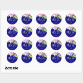 Sticker Rond Plum marine mariage floral d'été Merci (Feuille)