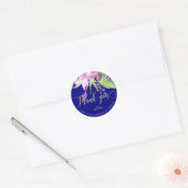 Sticker Rond Plum marine mariage floral d'été Merci (Enveloppe)