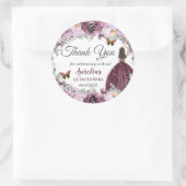 Sticker Rond Plum Mauve Floral Papillons Princesse Favoriser (Sac)