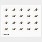 Sticker Rond Plum noir avec Feuilles (Feuille)