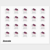 Sticker Rond Plum Purple Aquarelle Fleurs Mariage élégant (Feuille)