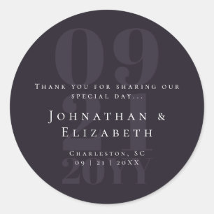 Sticker Rond Plum Purple Minimaliste Gras Type Mariage Faveur
