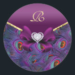 Sticker Rond Plum Purple Peacock Mariage Seal cadeau<br><div class="desc"></div>