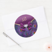 Sticker Rond Plum Purple Peacock Mariage Seal cadeau (Enveloppe)