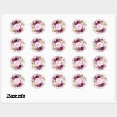 Sticker Rond Plum romantique Bourgogne et floral rose pâle (Feuille)