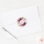 Sticker Rond Plum romantique Bourgogne et floral rose pâle (Enveloppe)