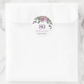 Sticker Rond Plum romantique Purple Rose Floral 80e anniversair (Sac)