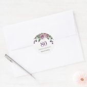 Sticker Rond Plum romantique Purple Rose Floral 80e anniversair (Enveloppe)