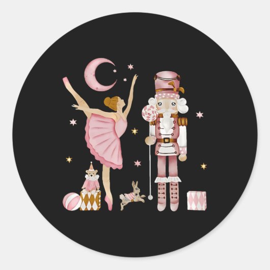 Sticker Rond Plum rose rétro Fairy Nutcracker Noël C (Devant)