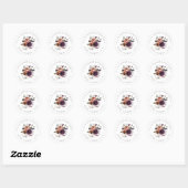 Sticker Rond Plum rustique Roses et plumes Adresse de retour (Feuille)