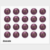 Sticker Rond Plum Two Hearts Intertwined Monogram Wedding (Feuille)