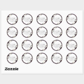 Sticker Rond Plum violet mauve Floral Aquarelle Script Mariage (Feuille)