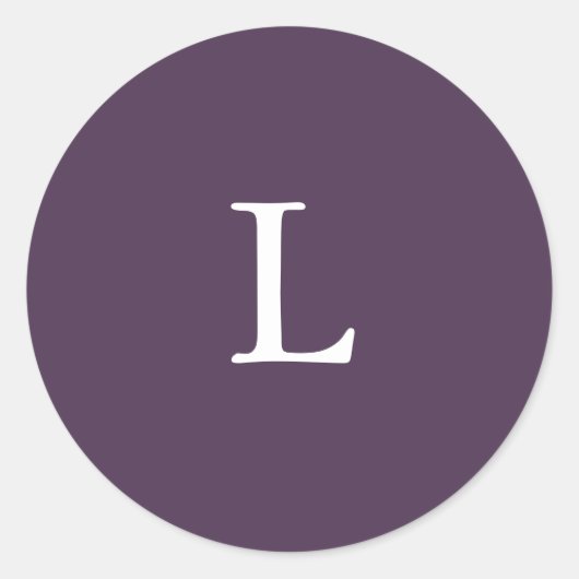 Sticker Rond Plum violet Moderne Mariage Enveloppe initiale Pho (Devant)