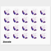 Sticker Rond Plum Violet violet Floral Aquarelle MARIAGE (Feuille)