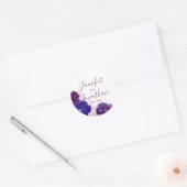 Sticker Rond Plum Violet violet Floral Aquarelle MARIAGE (Enveloppe)