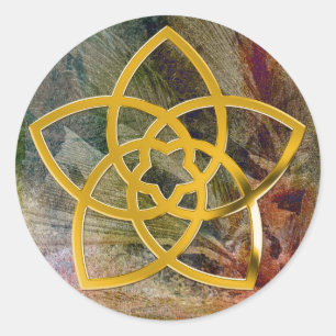 Sticker Rond Plume de fleur/OR de Vénus de symbole