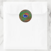 Sticker Rond Plume de paon cuivré vibrant (Sac)