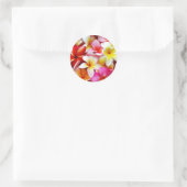 Sticker Rond Plumeria Frangipani Hawaii Fleur Customisée (Sac)