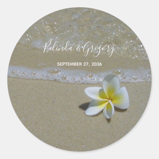 Sticker Rond Plumeria Frangipani sur le Mariage de sable (Devant)